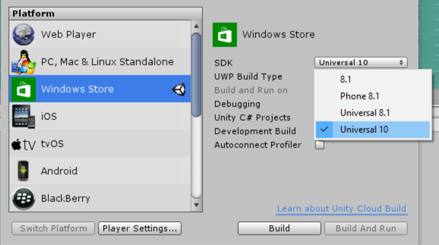 unity build for mac on windows